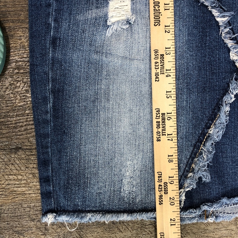 Lane Bryant Distressed V Front Denim Jean Mini Skirt Size 14 - Picture 4 of 5